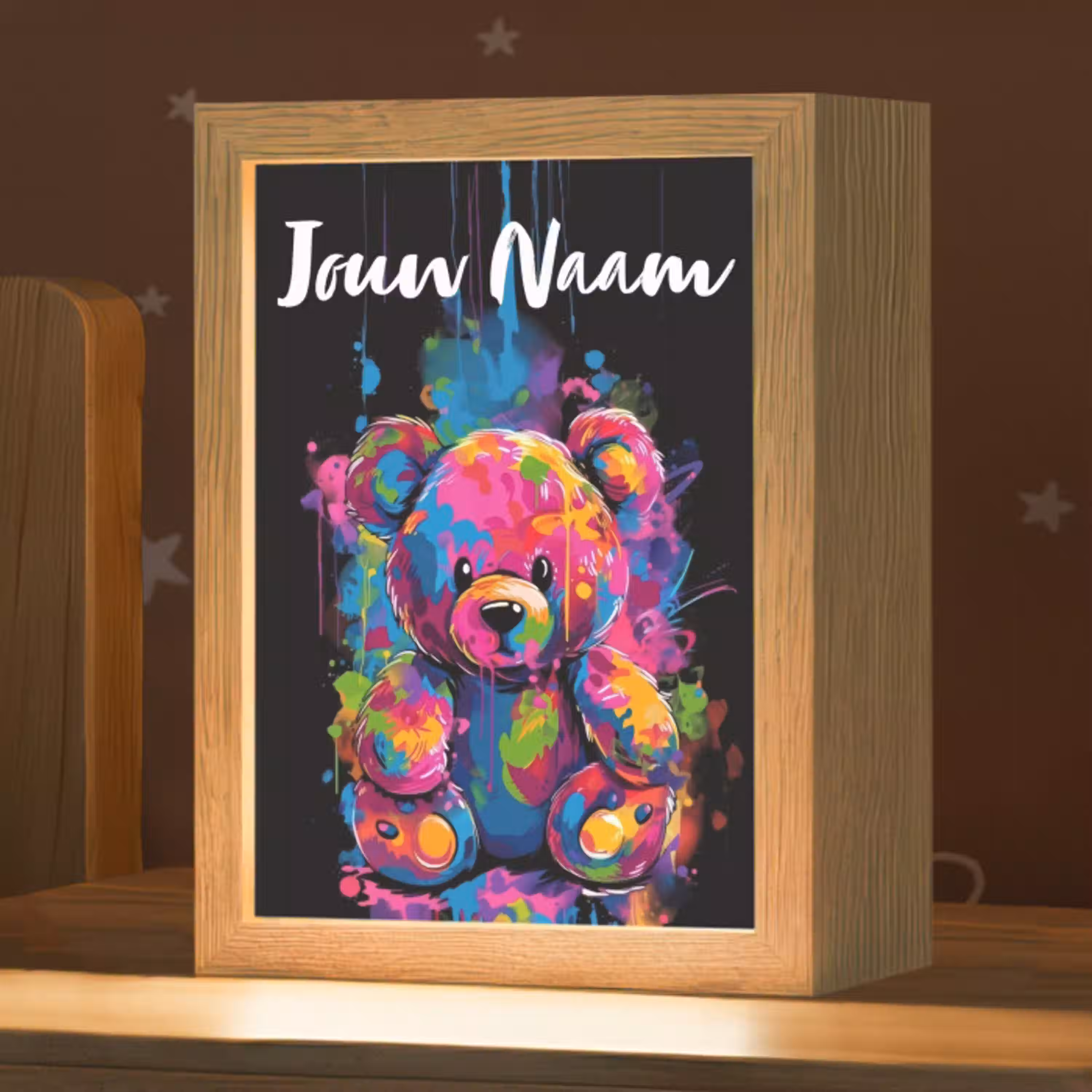 Beer - Verf - Kleurrijk - Knuffeldier Light Box met kabel (Kinderlampje) klein -zzz_3d_website