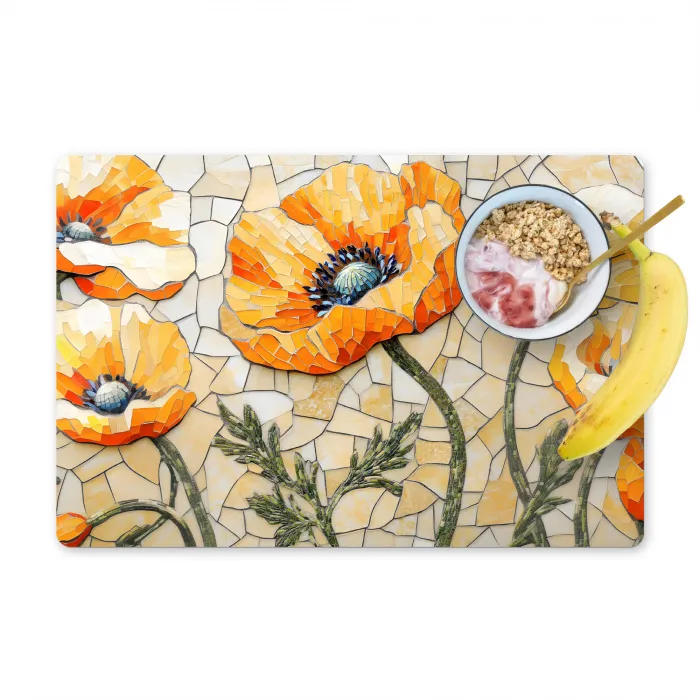 Klaprozen - Oranje - Mozaïek - Bladeren Placemat vinyl groot -zzzproduct_Kitchenyeah-website