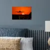 Zonsondergang - Vliegtuig - Oranje - Zon poster papier klein -sfeer2
