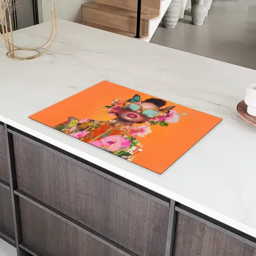 Vlinders - Vrouw - Zonnebril - Kleurrijk Inductie beschermer vinyl 3mm klein -sfeer8