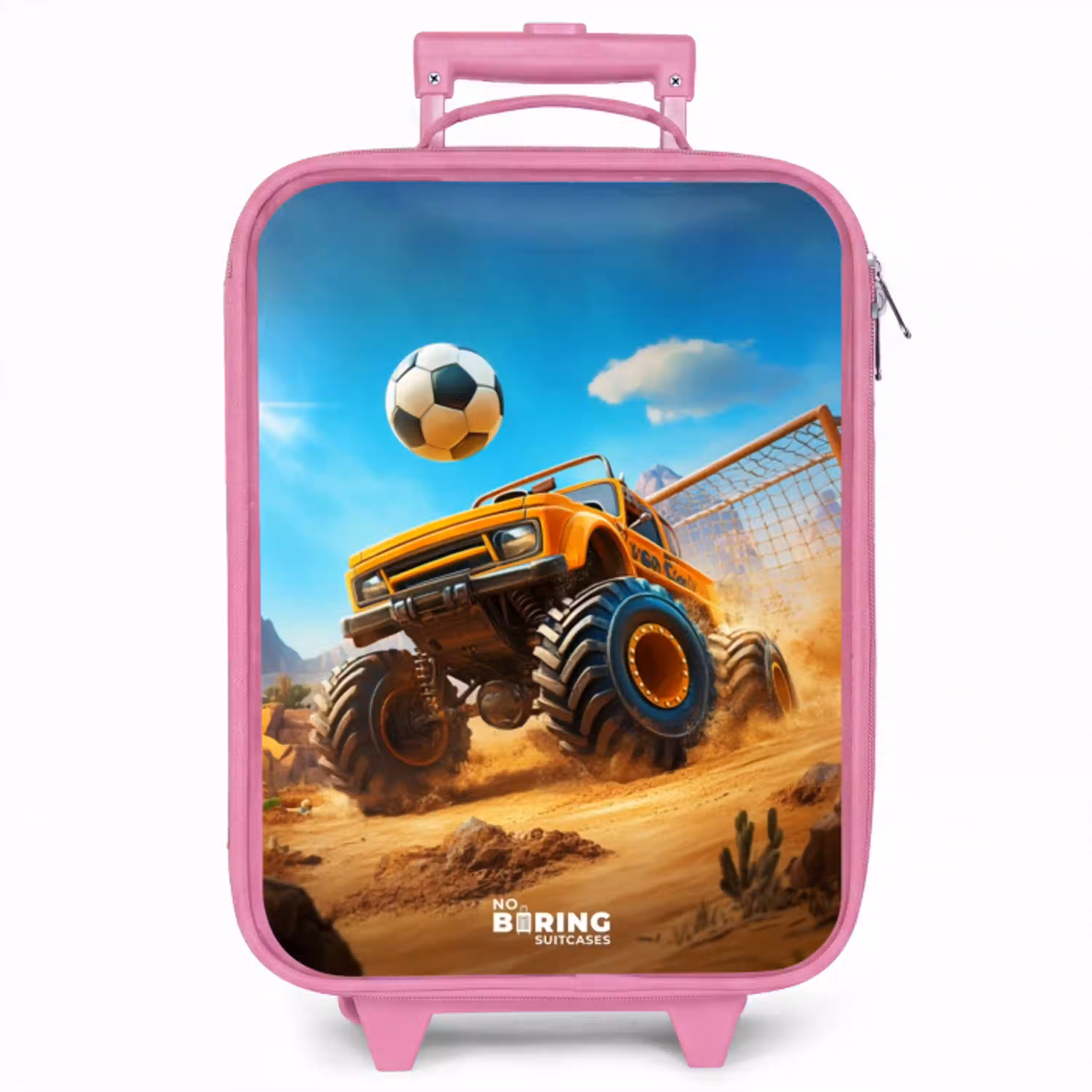 Monstertruck scoort goal in woestijnstadion Kinderkoffer - Roze klein -zzz_website3d