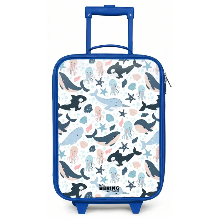 Zeedierenpatroon met walvissen, kwallen en orka's Kinderkoffer - Blauw klein -zz3dotto