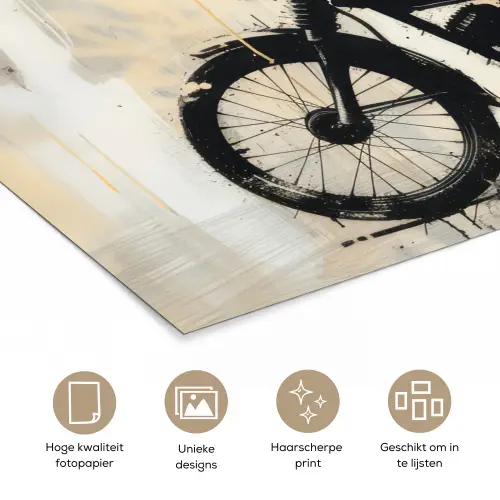 Vintage - Street art - Motor - Jongen - Graffiti - Zwart - Banksy poster papier klein -closeup_NL
