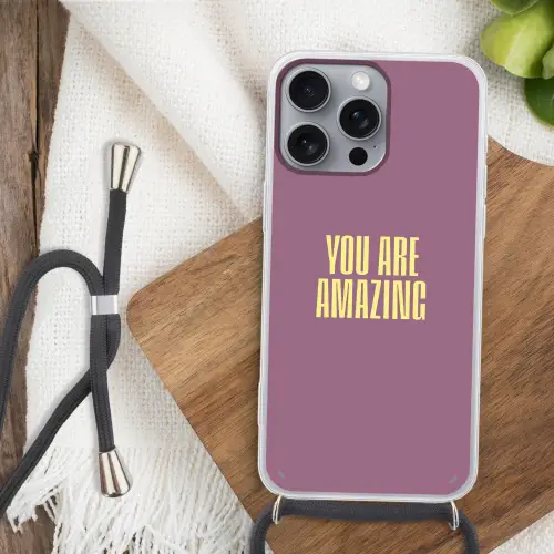 Tekst - Paars - Amazing Hoesje iPhone 16 Pro Max met koord klein -sfeer4
