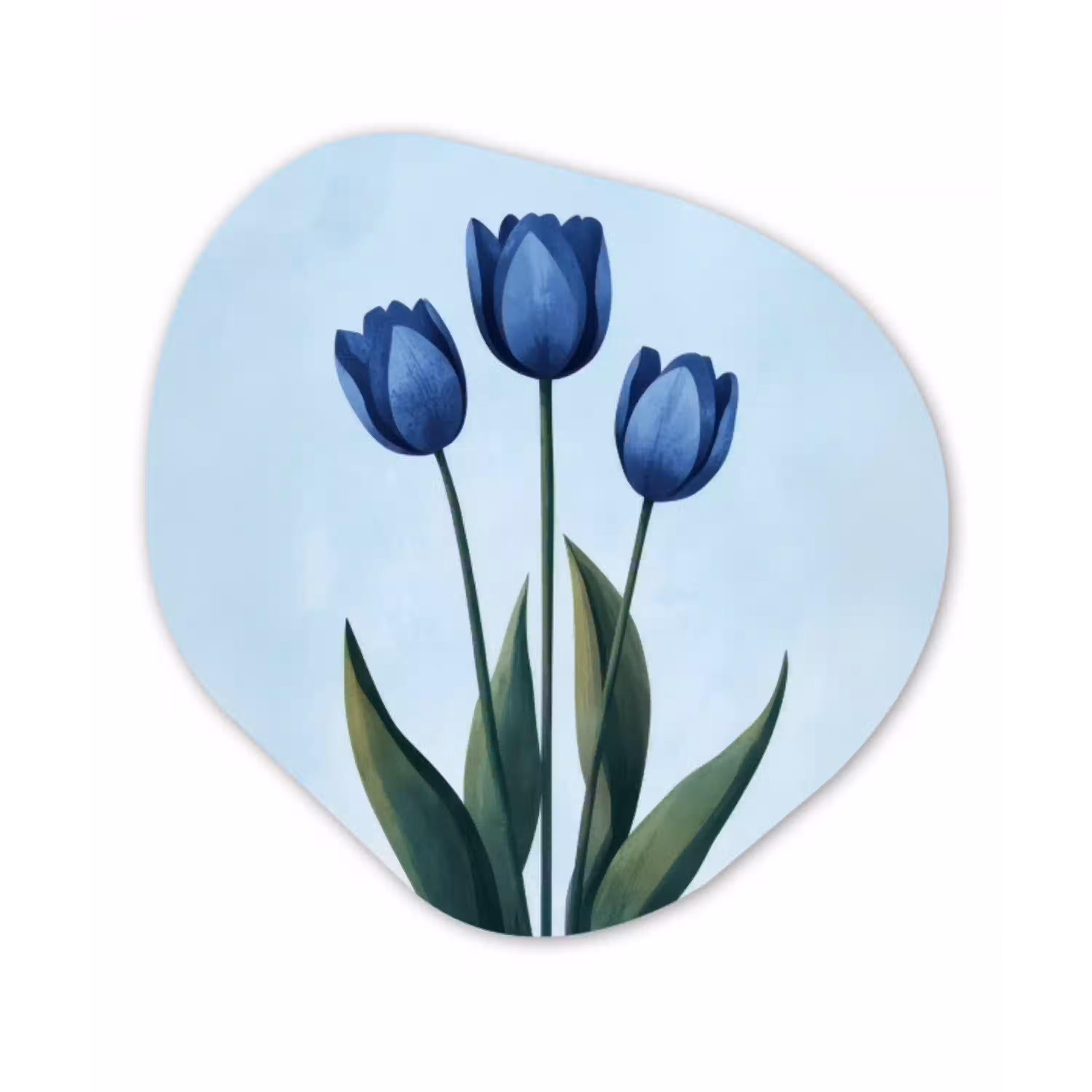 Tulpen - Blauw - Bladeren Wandcirkel Organisch Forex 3mm klein -3d