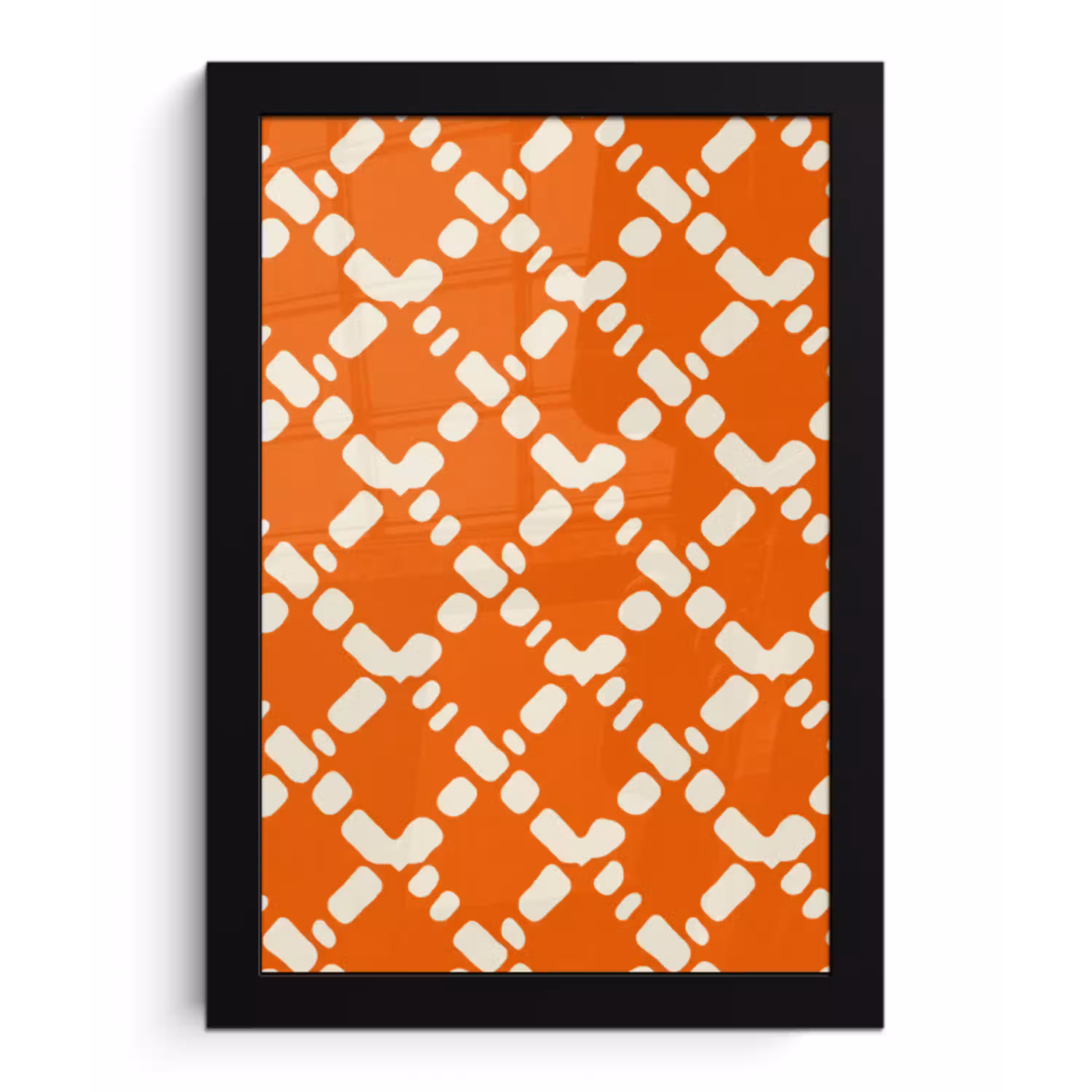 Oranje - Ruitpatroon - Wit fotolijst zwart zonder passe partout klein 224 -3d