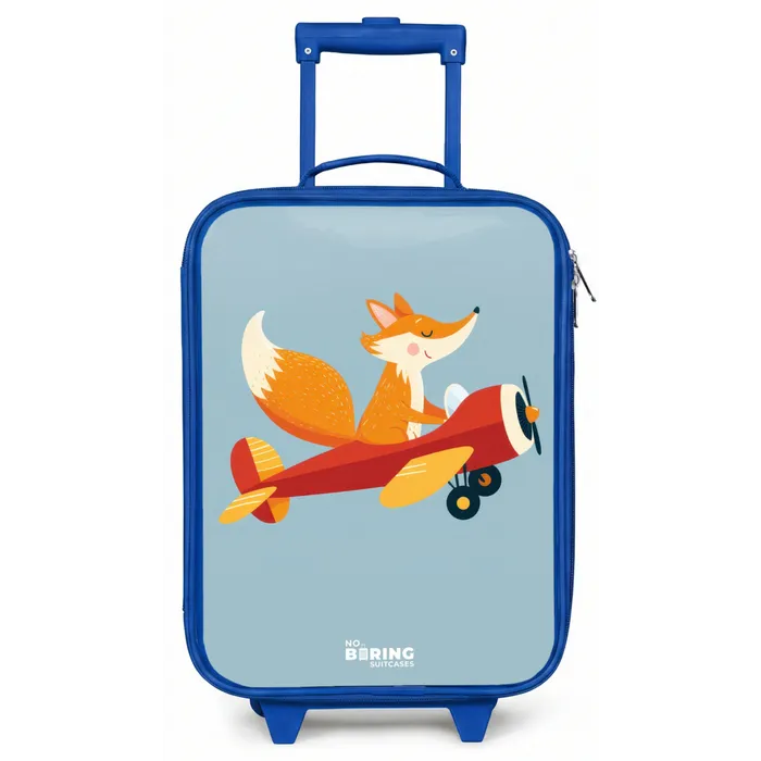 Vos - Vliegtuig -  Vliegen Kinderkoffer - Blauw klein -zz3dotto