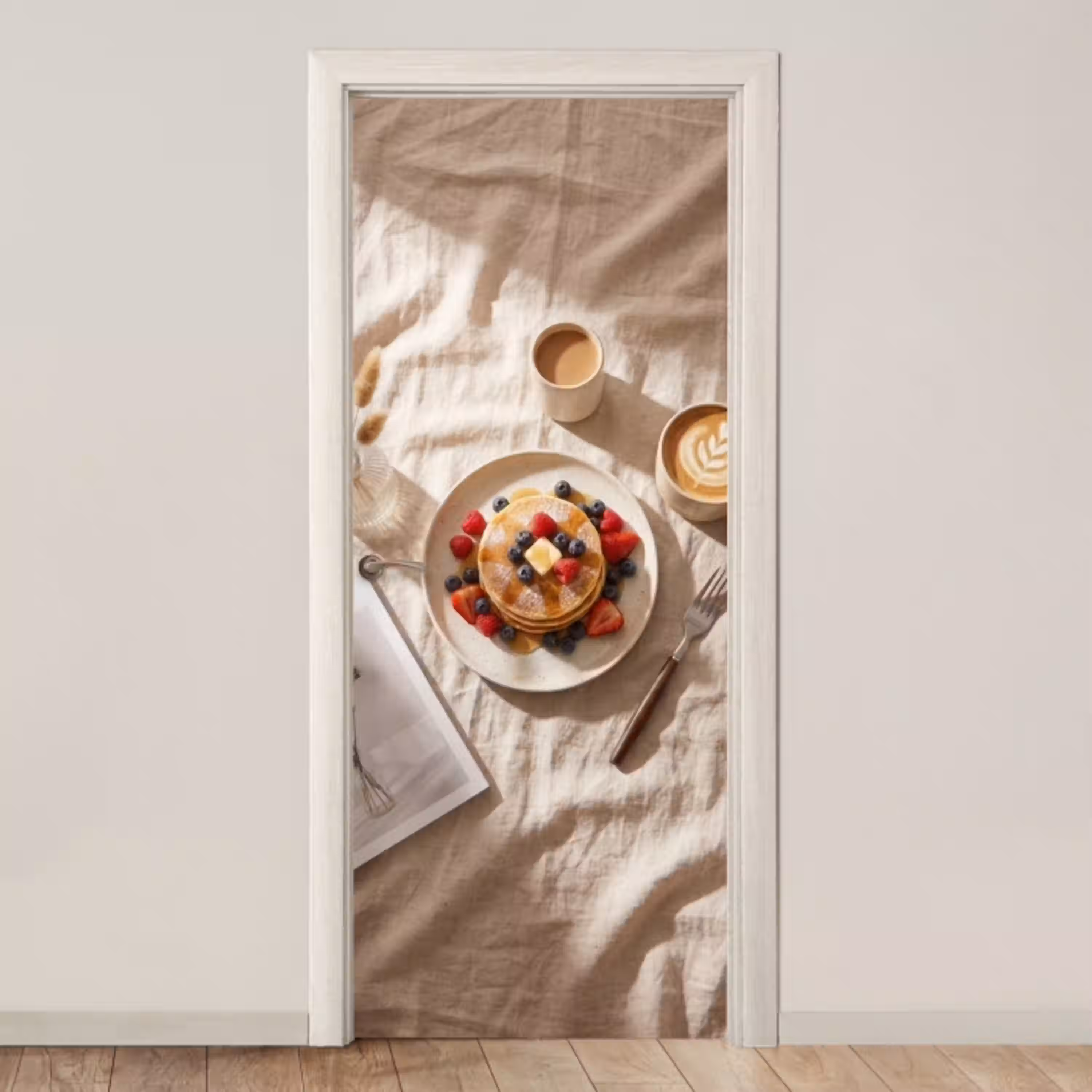 Pannenkoeken - Bessen - Ontbijt - Modern - Beige deurposter klein -3d_beige