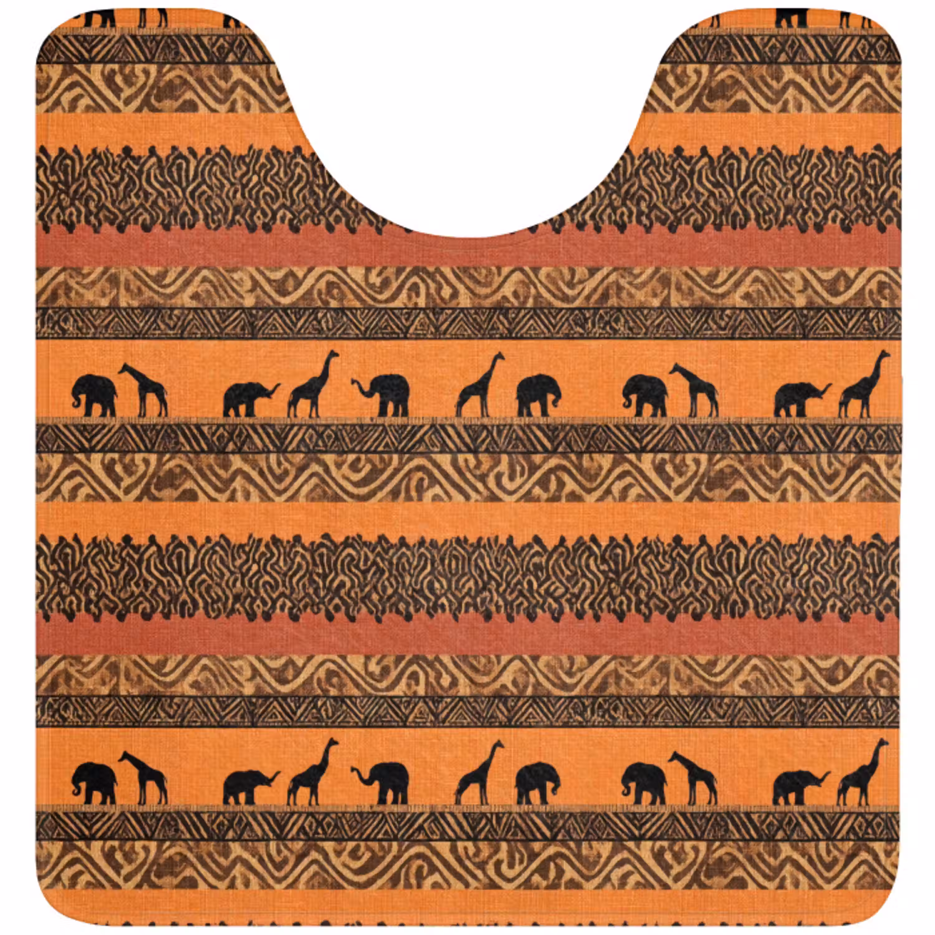 Oranje - Safari - Afrikaans - Dieren - Patroon WCmat U-uitsnede middel 1014 -3d