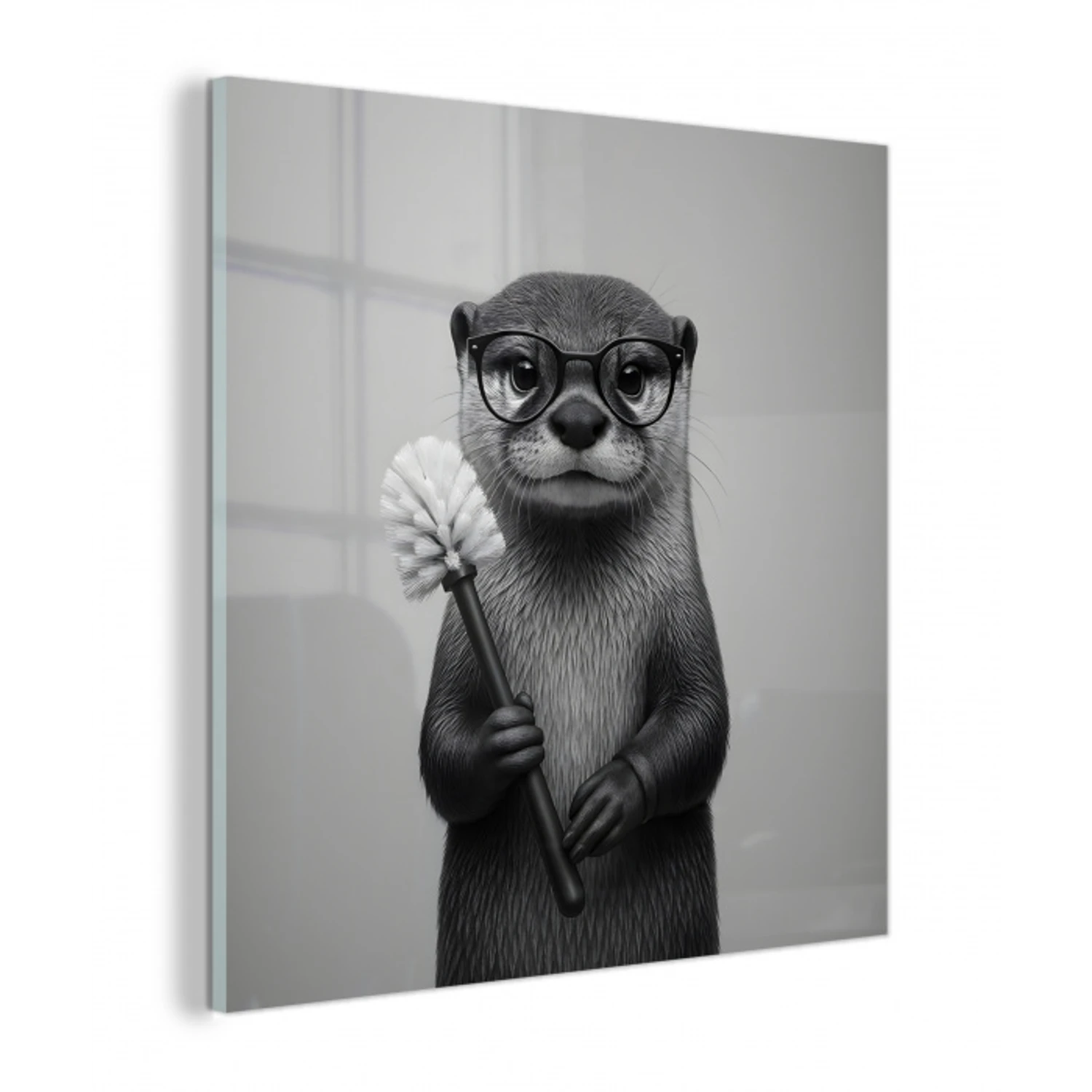 Otter - Wc-borstel - Bril - Zwart - Wit plexiglas 5mm klein -z3d