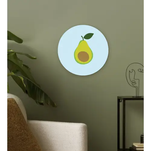 Avocado - Illustratie - Groene - Vrucht Wandcirkel kunststof plaat 5mm dik klein -sfeer3