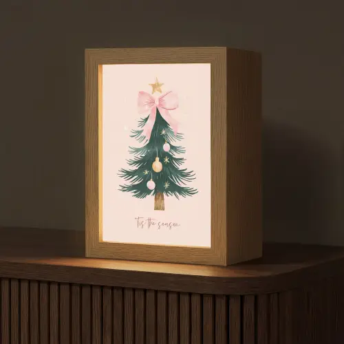 Christmas Season - Kerst - Kerstboom - Roze Light Box met kabel (Tafellamp) klein -z3d_website