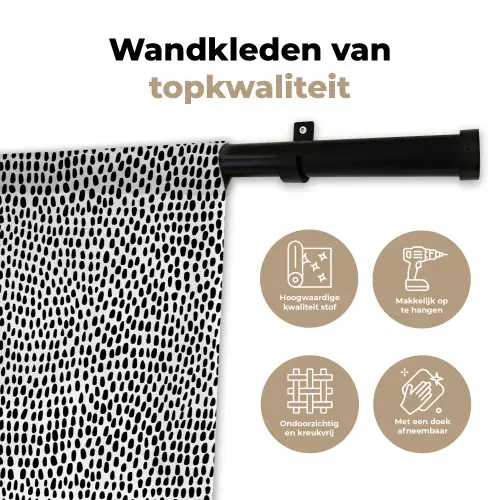 Zwart - Stippen - Wit Wandkleed katoen klein 269 -sfeer2