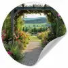 Doorkijk - Landschap - Natuur - Tuinboog - Bloemen Wandcirkel behangsticker klein -3d