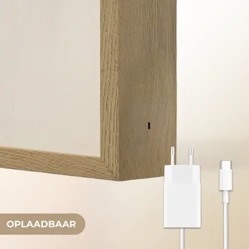 Cirkels - Strepen - Minimalistisch - Zwart Light Box met batterij (Wandlamp) middel -USP_websiteoplaadbaarNL