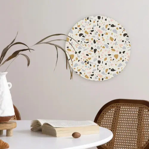 Terrazzo -  Patroon - Neutraal - Zacht - Multi Wandcirkel plexiglas klein 852 -sfeer4