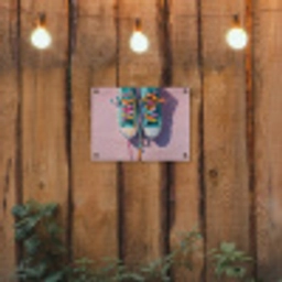 Sneakers - Veters - Kleurrijk - Schaduw tuinposter los doek klein -sfeer1
