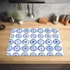 Borden - Bloemen - Patroon - Blauw Inductie beschermer vinyl 3mm klein 276 -sfeer5