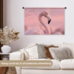 Flamingo - Portret - Roze Wandkleed katoen middel -sfeer1