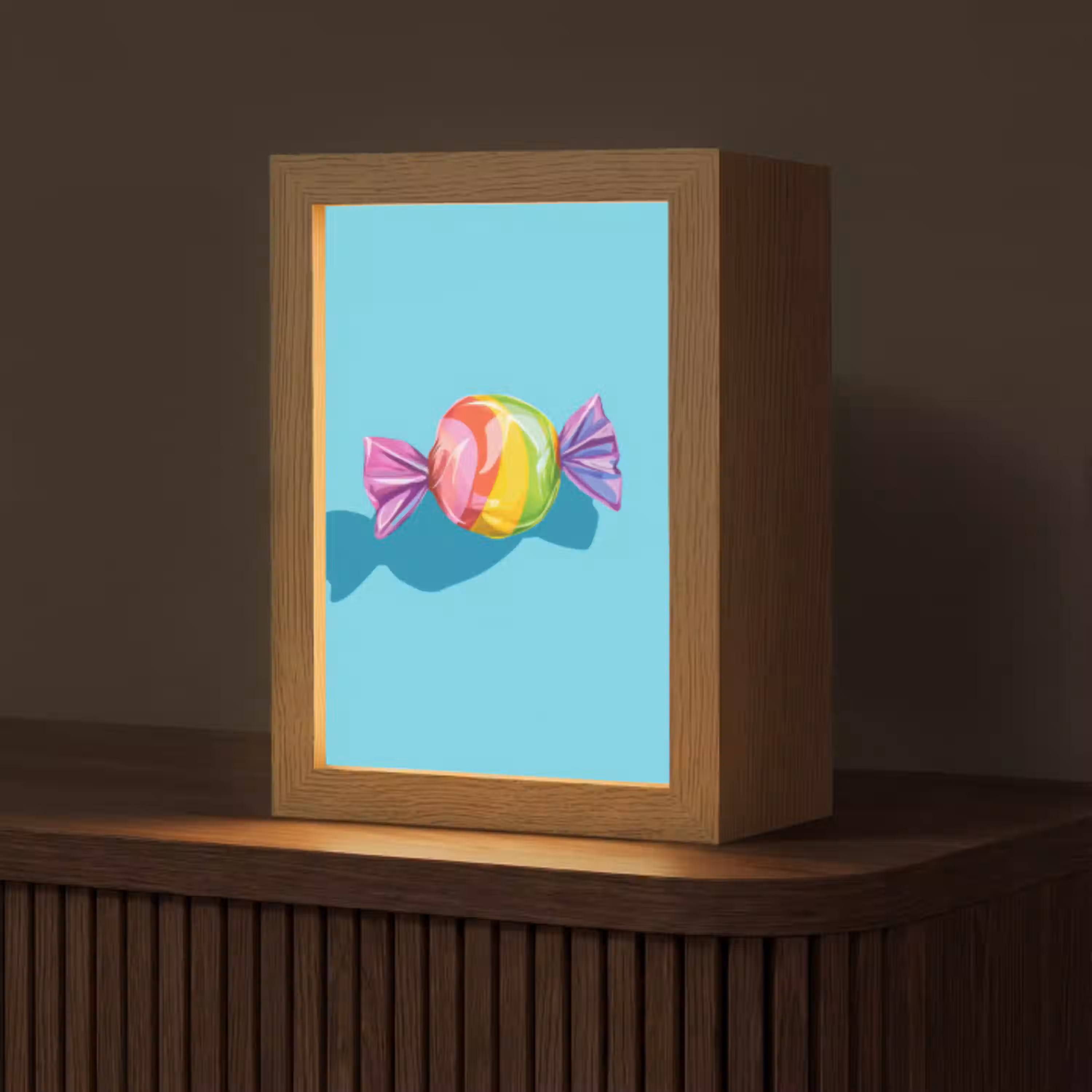 Blauw - Snoep - Regenboog Light Box met kabel (Tafellamp) klein -z3d_website