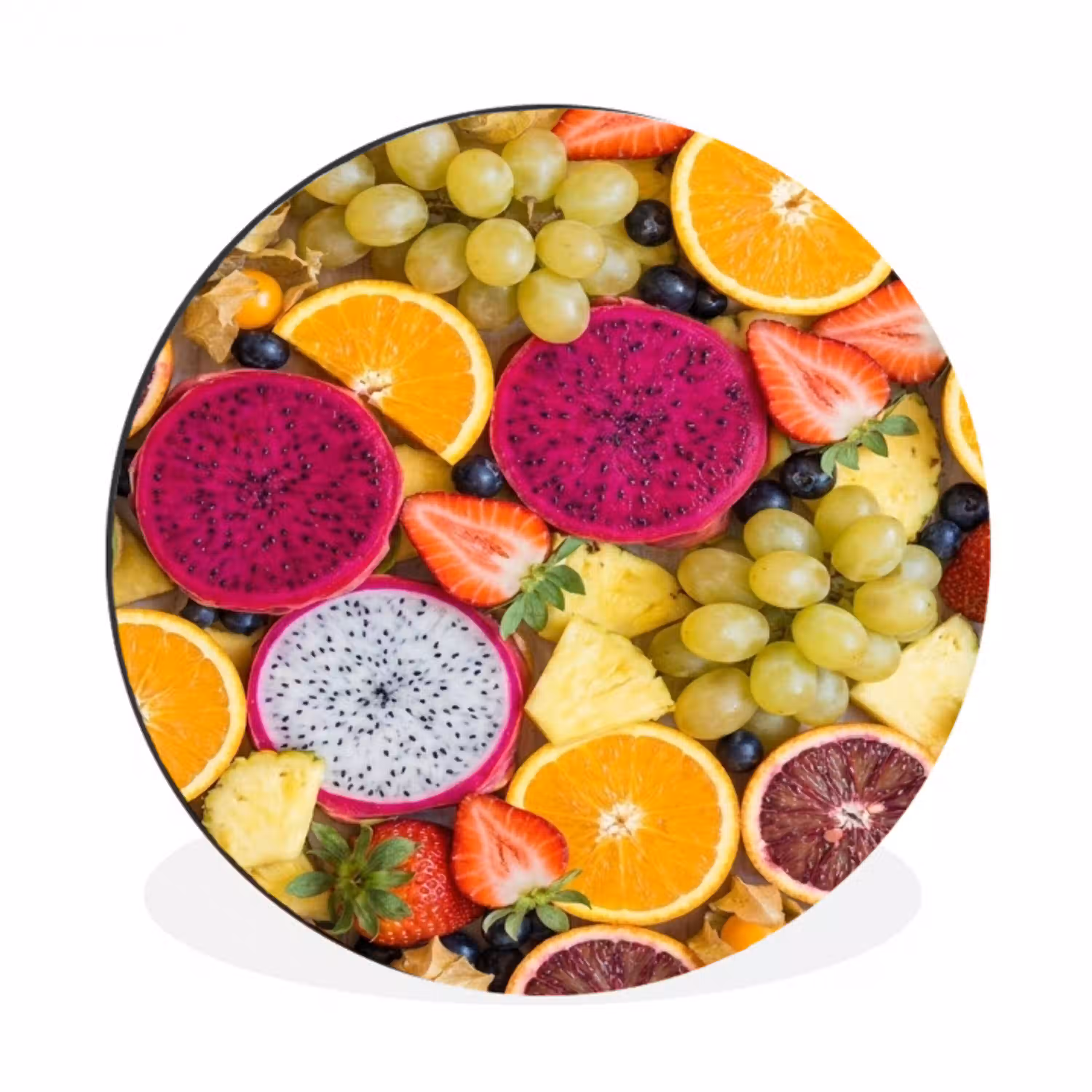 Fruit - Assortiment - Kleurrijk - Gezondheid Wandcirkel aluminium klein -3d