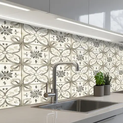 Antiek - Tegel - Beige keuken achterwand 2 middel 871 -3d_schuin