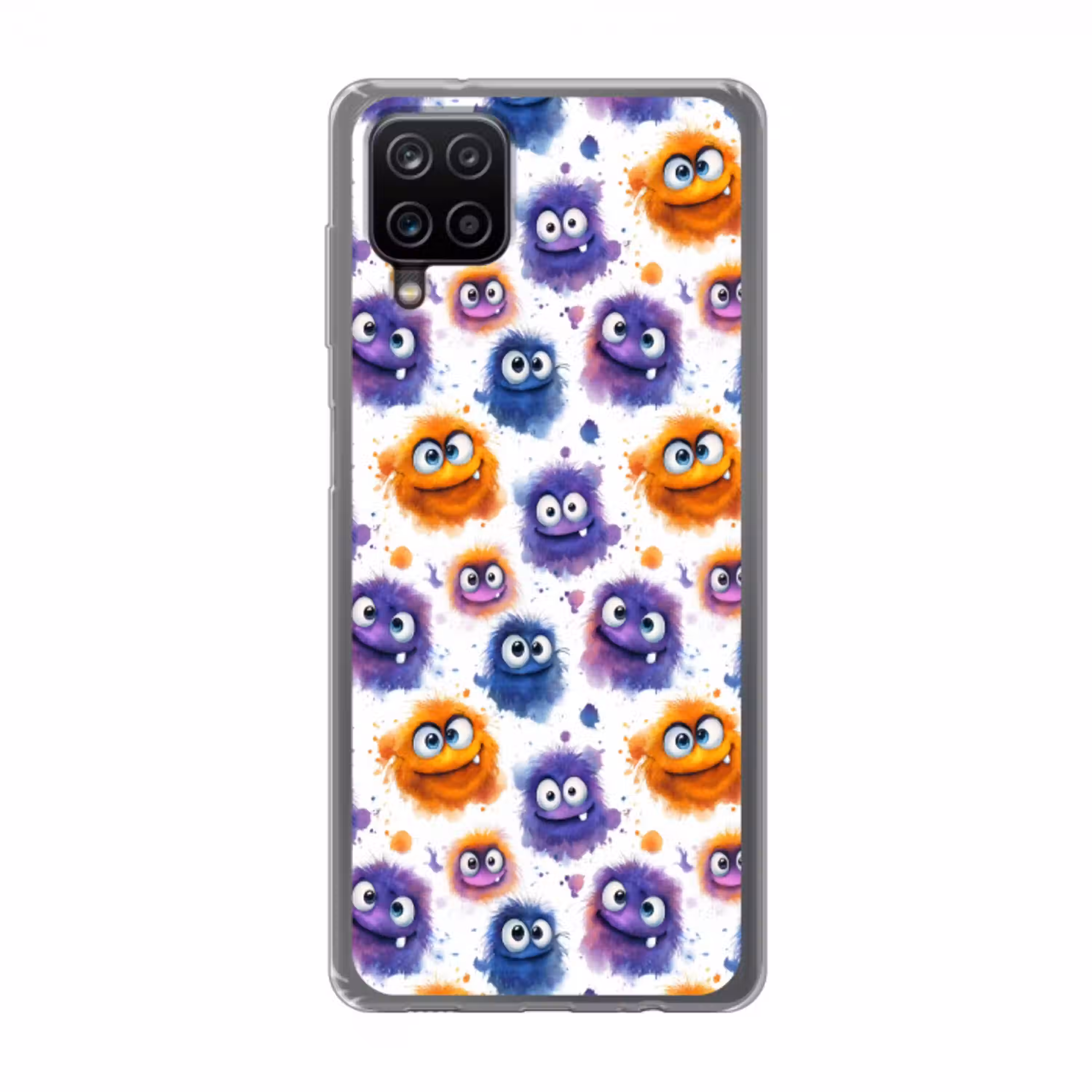 Monstertjes - Aquarel - Kleurrijk Telefoonhoesje Samsung Galaxy A12 klein 372 -3d