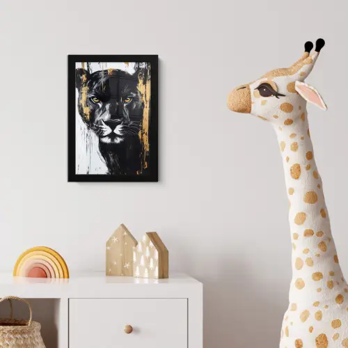 Panter - Zwart - Abstract - Verfstreken fotolijst zwart zonder passe partout klein -usfeer4_kinderkamer
