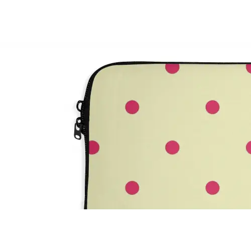 Nice - Stippen - Roze - Geel laptophoes neopreen klein -detail