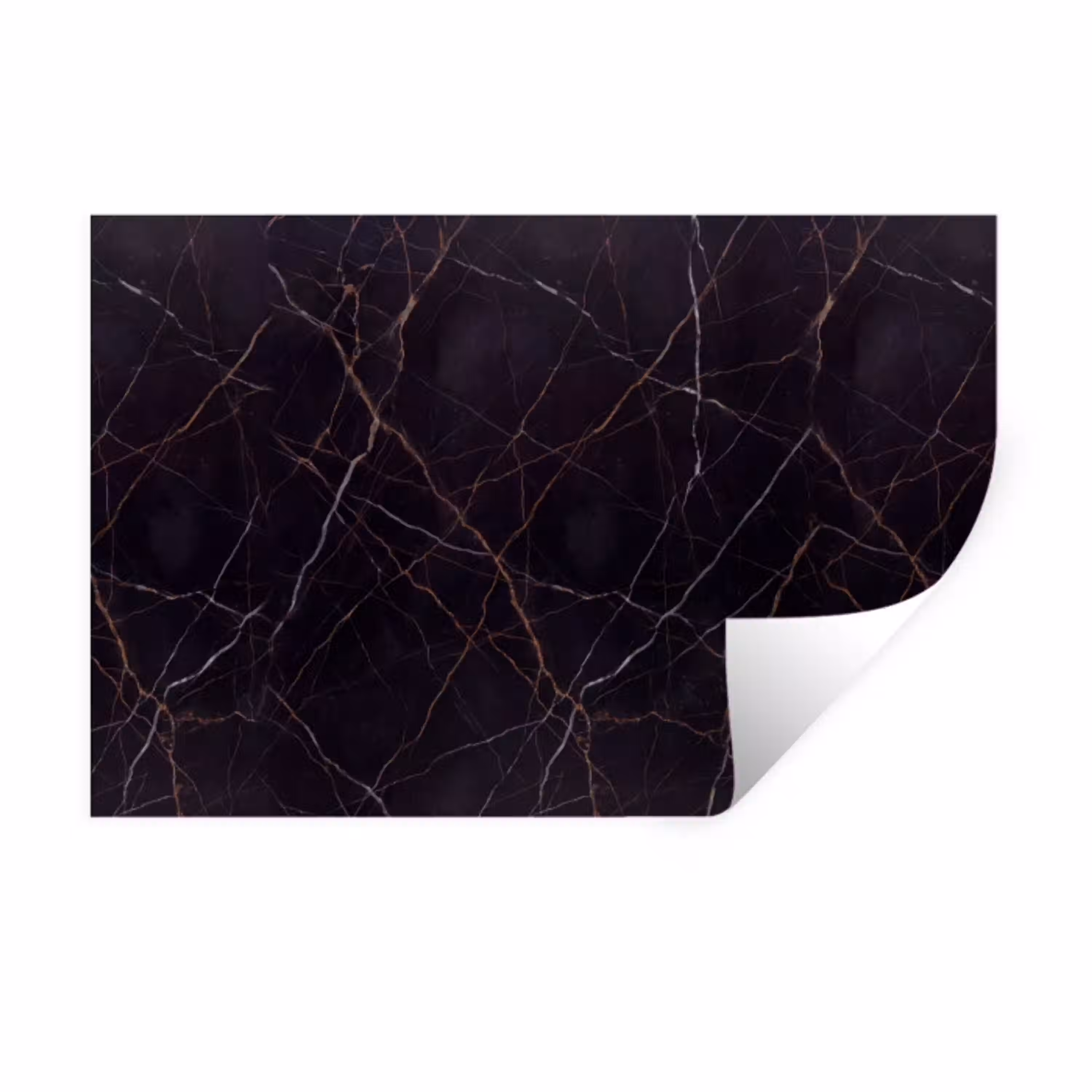 Natuursteen - Marmerpatroon - Abstract - Modern - Zwart - Goud Muursticker klein -3d