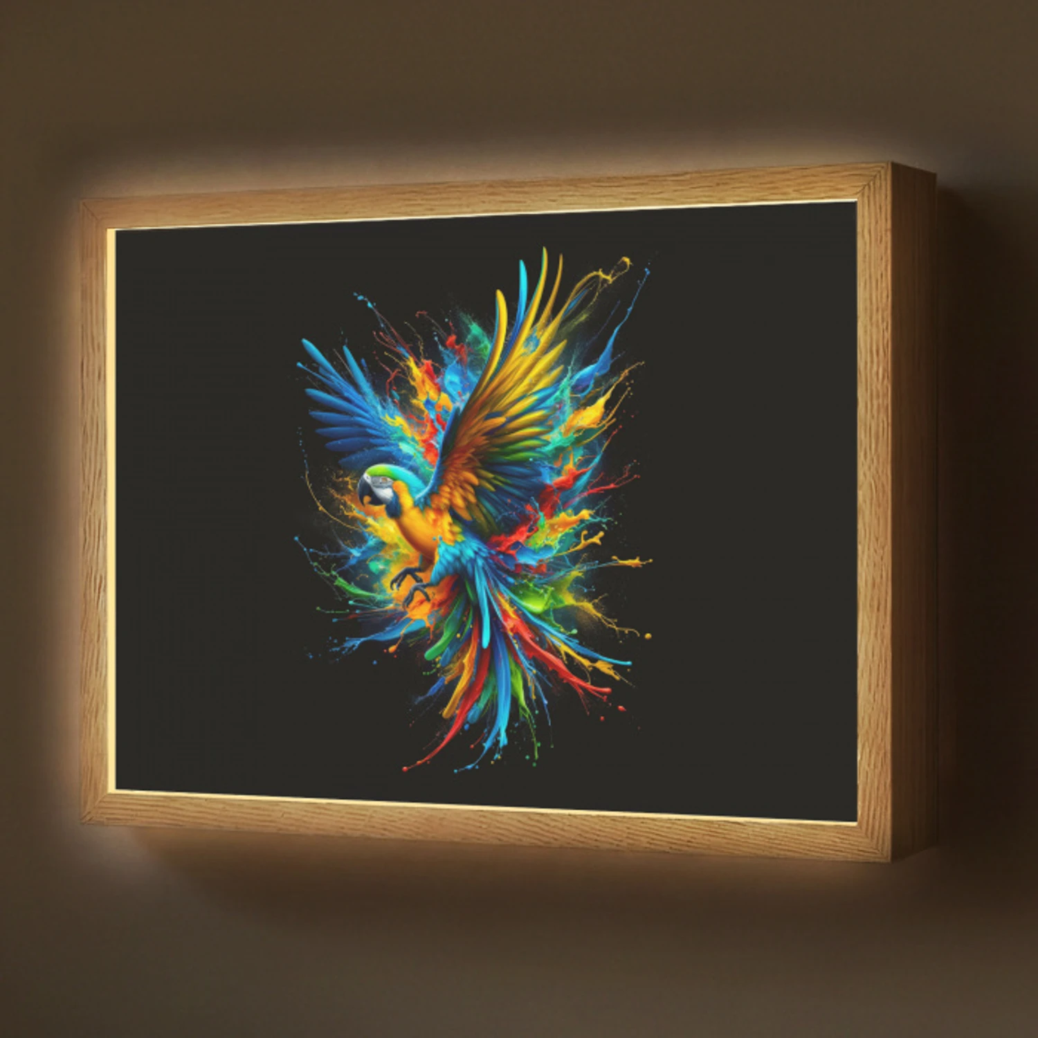 Papegaai - Vogel - Dier - Kleurrijk - Verf Light Box met batterij (Wandlamp) middel -z3d_website