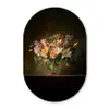 Glazen - Bloemen - Boeket - Kleuren Wandcirkel Ovaal Glas middel -3d