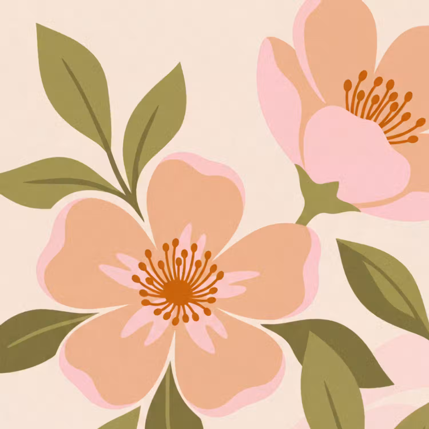 Behang - Grafisch - Bloemen - Roze
