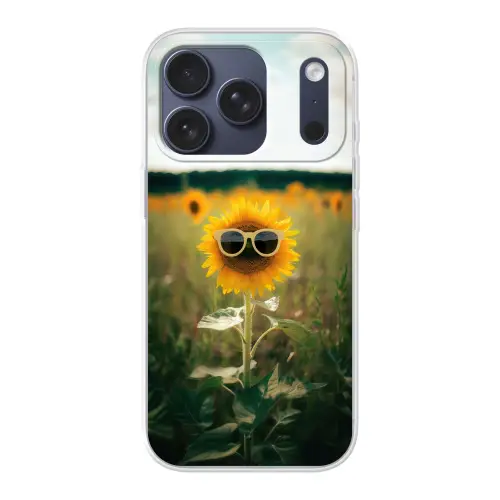 Zonnebloem - Veld - Zonnebril Telefoonhoesje iPhone 17 Pro klein -3d