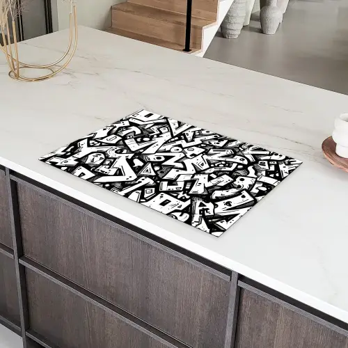 Vormen - Letters - Graffiti - Zwart Inductie beschermer vinyl 3mm klein -sfeer8