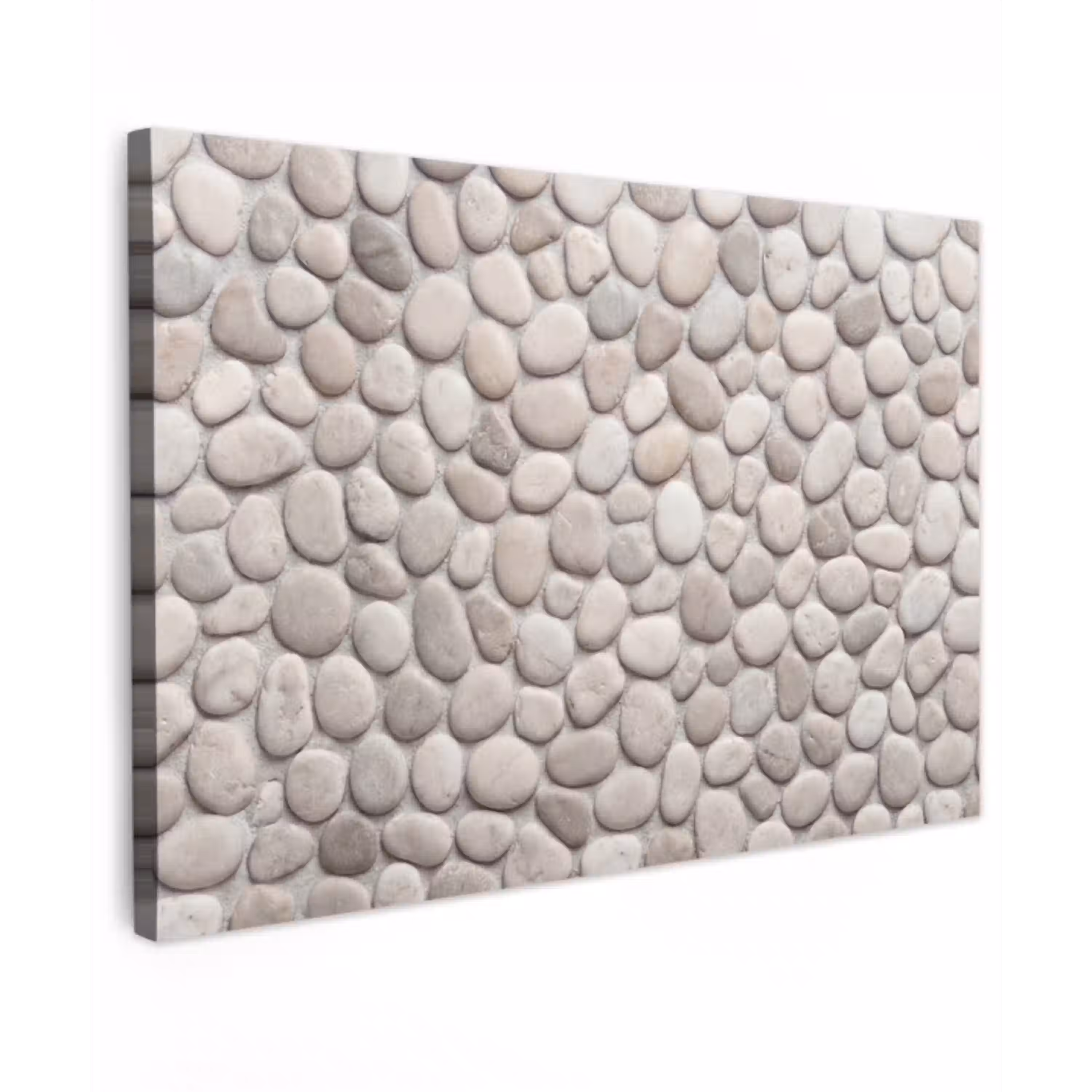 Steen - Kiezel - Natuur - Minimalistisch - Beige Tuinposter op houten frame 2 cm dik klein -3d