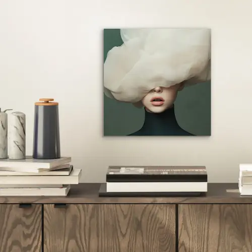 Hoed - Vrouw - Beige aluminium wit klein -sfeer1
