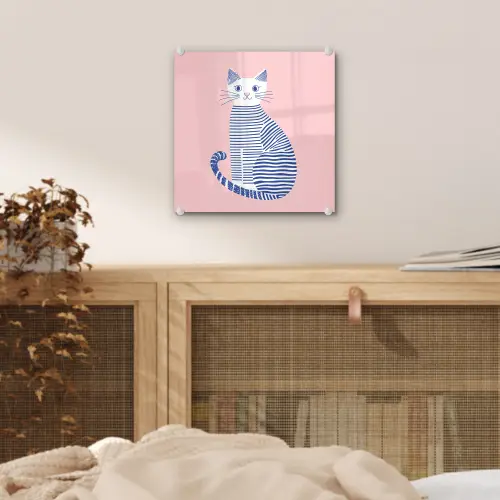 Kat - Illustratie - Minimalistisch - Roze plexiglas 5mm klein -sfeer4