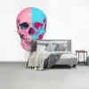 Schedel - Grafisch - Roze - Verdeeld fotobehang vinyl groot -slaapkamer