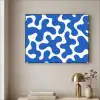Vormen - Abstract - Blauw - Golven Textielframe zwart klein -sfeer2