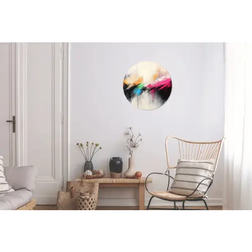 Dynamisch - Abstract - Kleurrijk - Zwart Wandcirkel aluminium klein -woonkamer