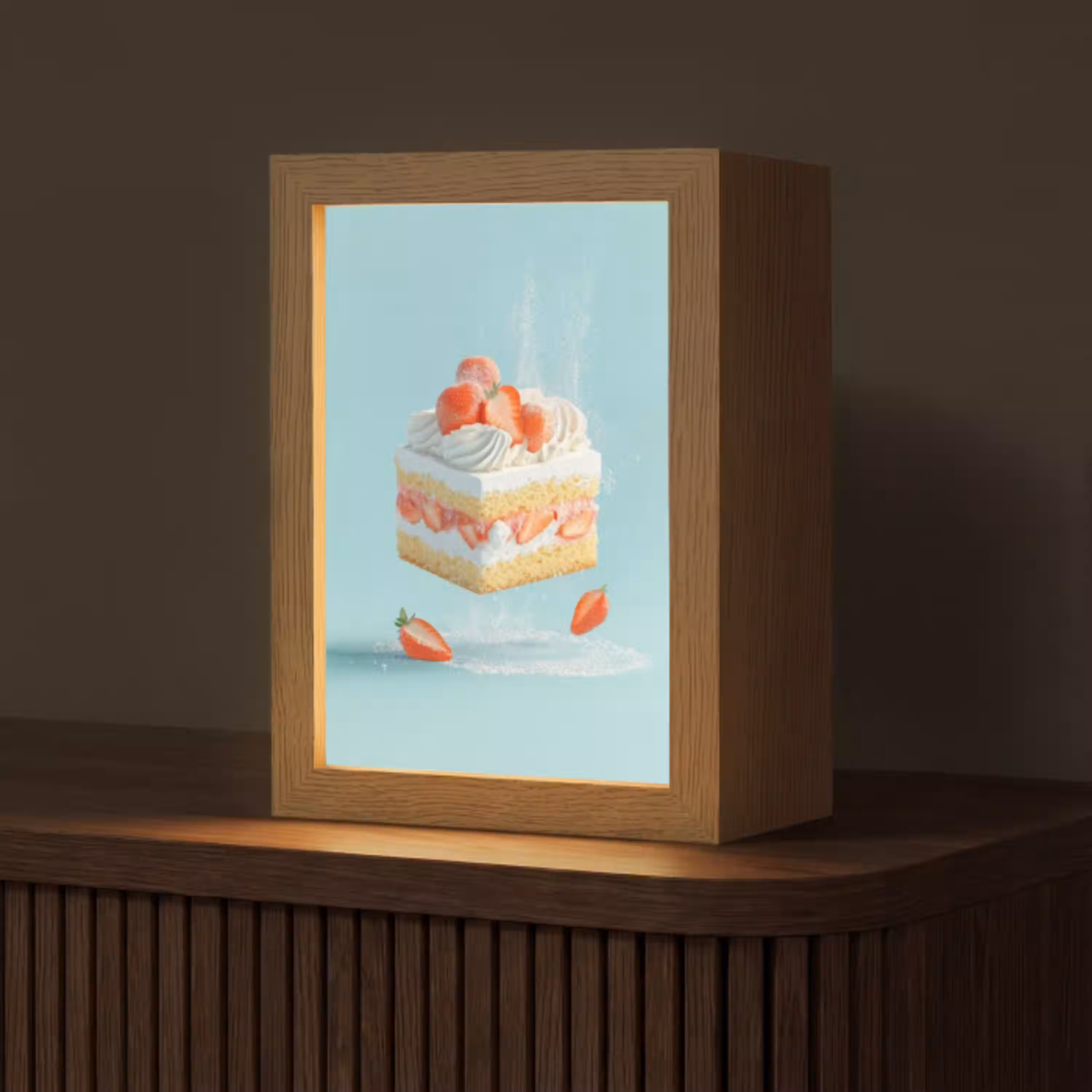 Slagroom - Taart - Blauw - Eten Light Box met kabel (Tafellamp) klein -z3d_website
