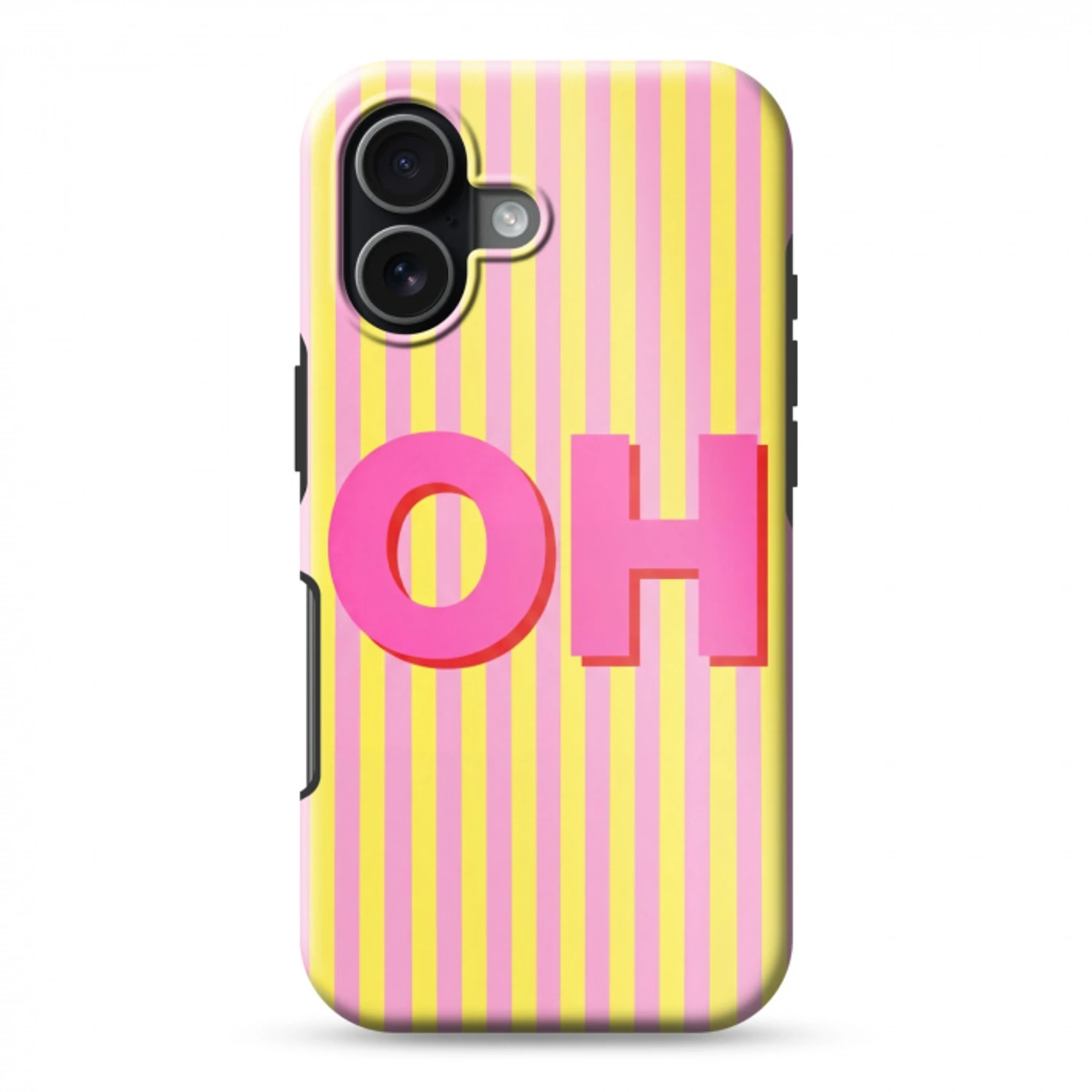 Tekst - Strepen - Roze Toughcase MagSafe Apple iPhone 17 klein -3d