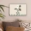 Vaas - Geruit - Groen - Bloem canvas 2cm klein -sfeer1