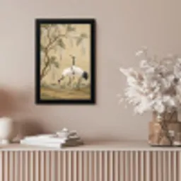 Kraanvogels - Water - Beige fotolijst zwart zonder passe partout klein -sfeer5