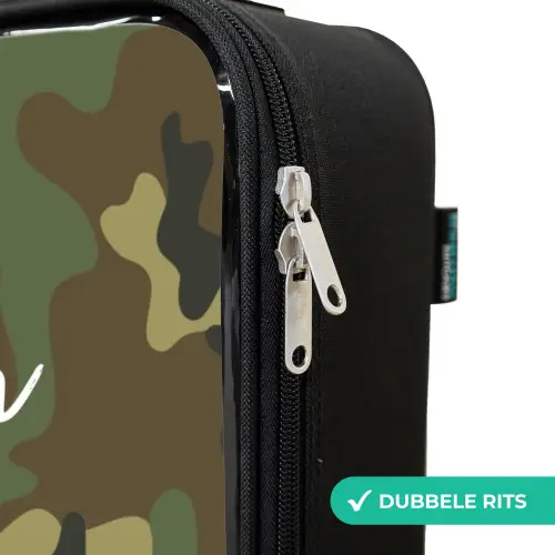 Groene camouflage met zandkleur Kinderkoffer - Zwart klein -rits_NL
