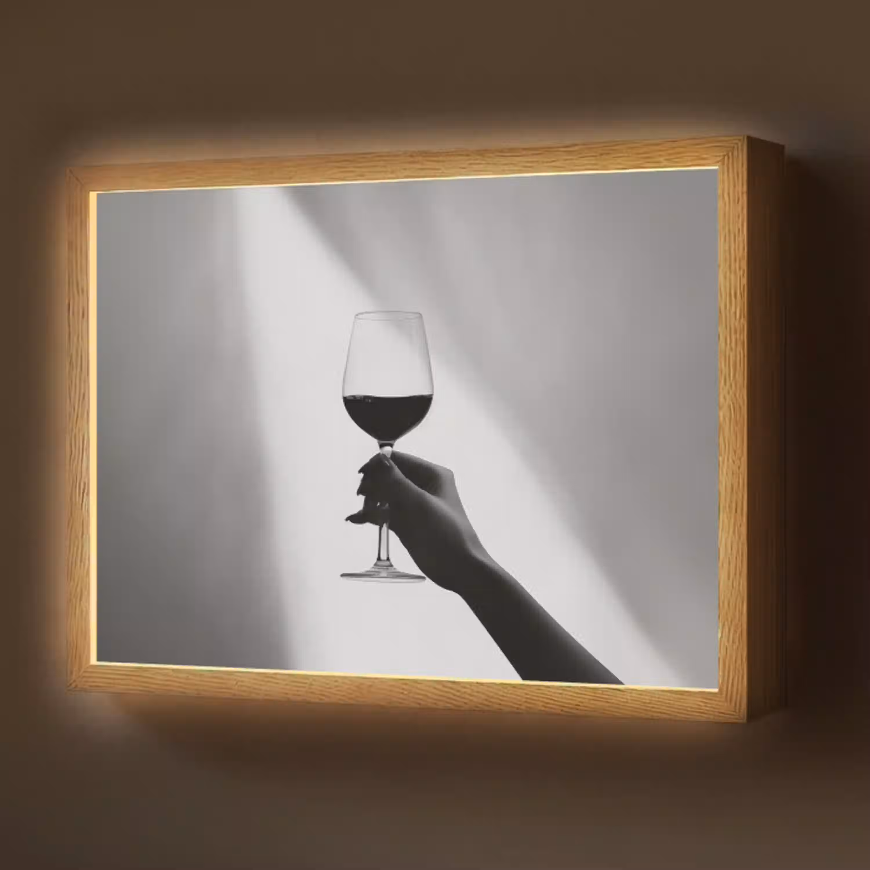 Lichtinval - Wijn - Rood - Glas Light Box met batterij (Wandlamp) middel -z3d_website