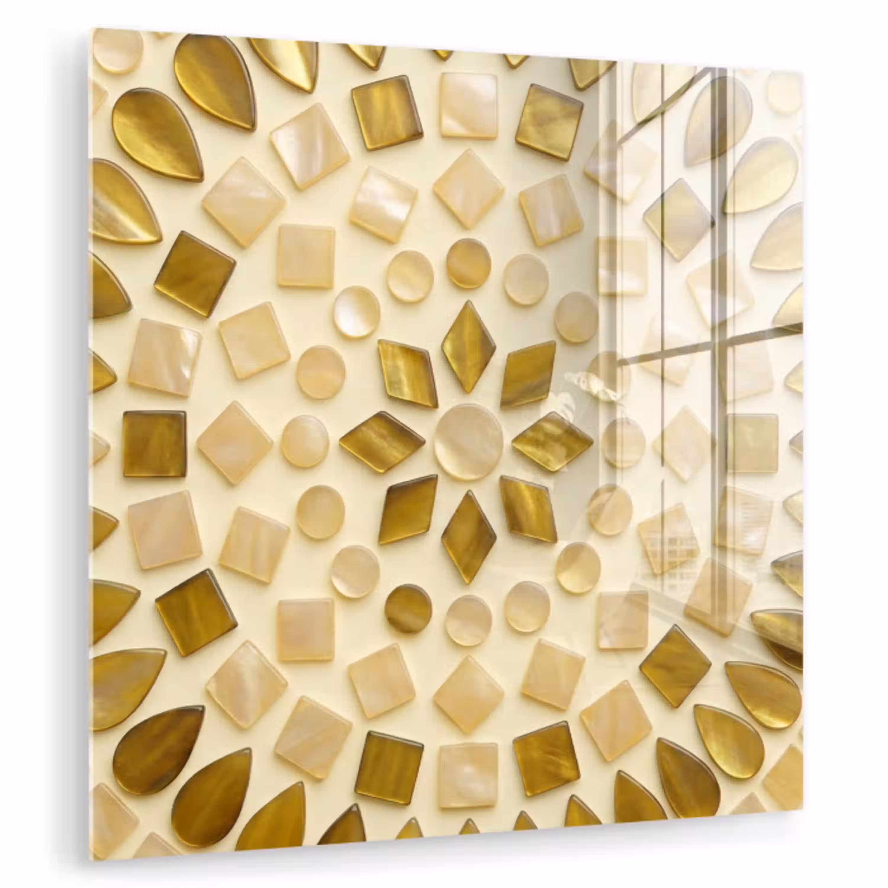 Patroon - Vormen - Mozaïek - Abstract - Goud plexiglas 5mm klein -zzzproduct_nieuw