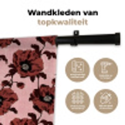 Bloemen - Retro - Rood Wandkleed katoen klein 269 -sfeer2