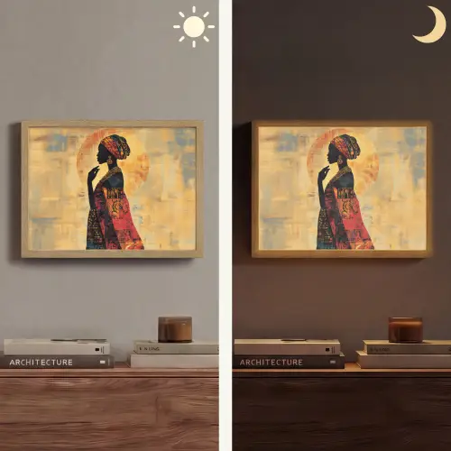 Vrouw - Silhouet - Patronen - Sierlijk Light Box met batterij (Wandlamp) middel -sfeer3